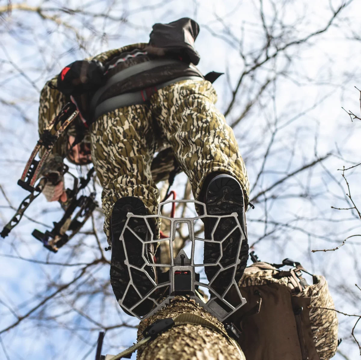 Hunter standing on Trophyline The EDP Platform in tree